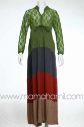 gamis hamil cantik brokat hijau   GMS 84  large